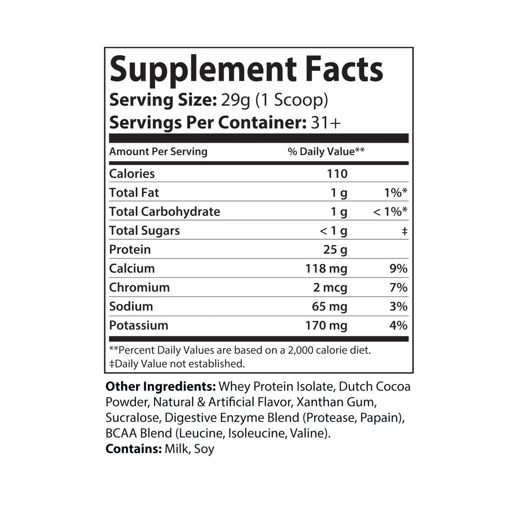 Whey Isolate Protein Supplement, Chocolate