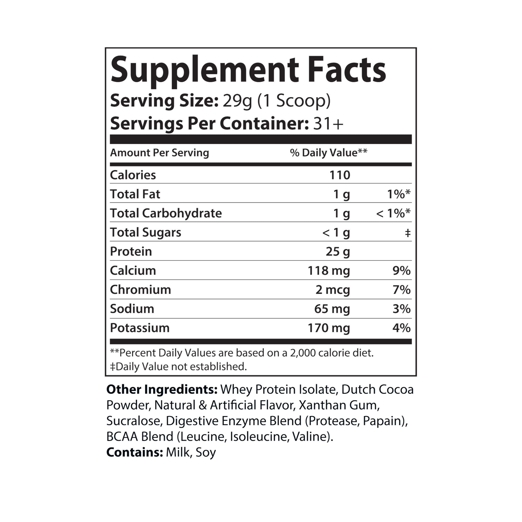 Whey Isolate Protein Supplement, Chocolate